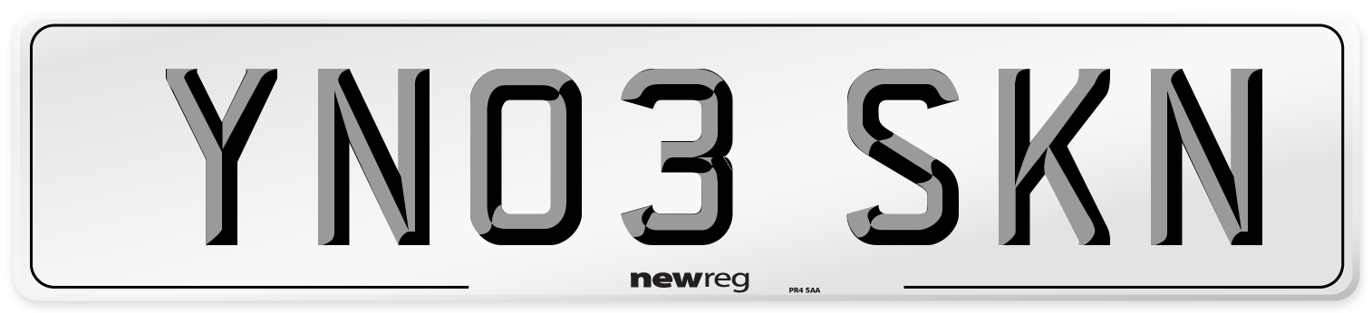 YN03 SKN Number Plate from New Reg